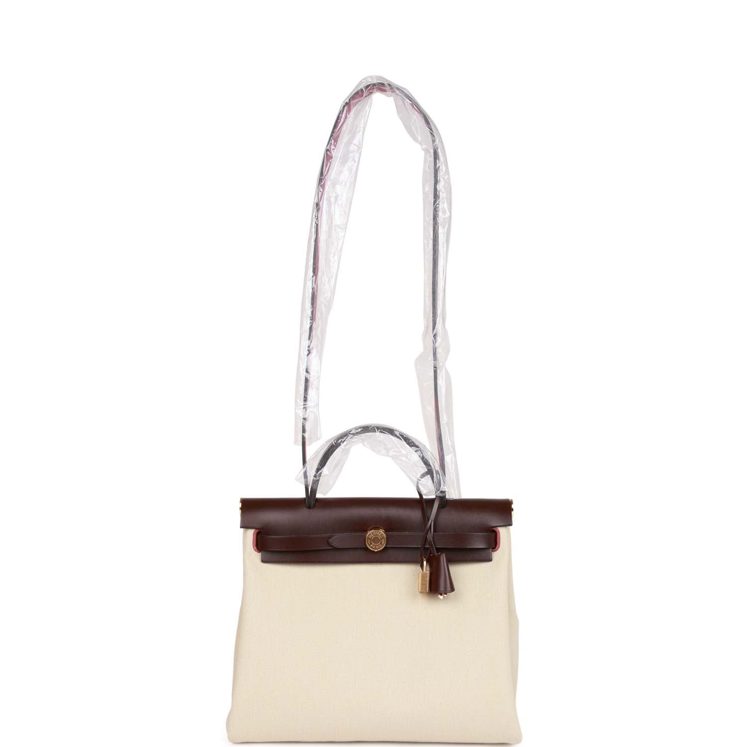 Hermes Herbag Zip PM 31 Beton Toile H Berline Rouge Sellier Hunter Gold Hardware