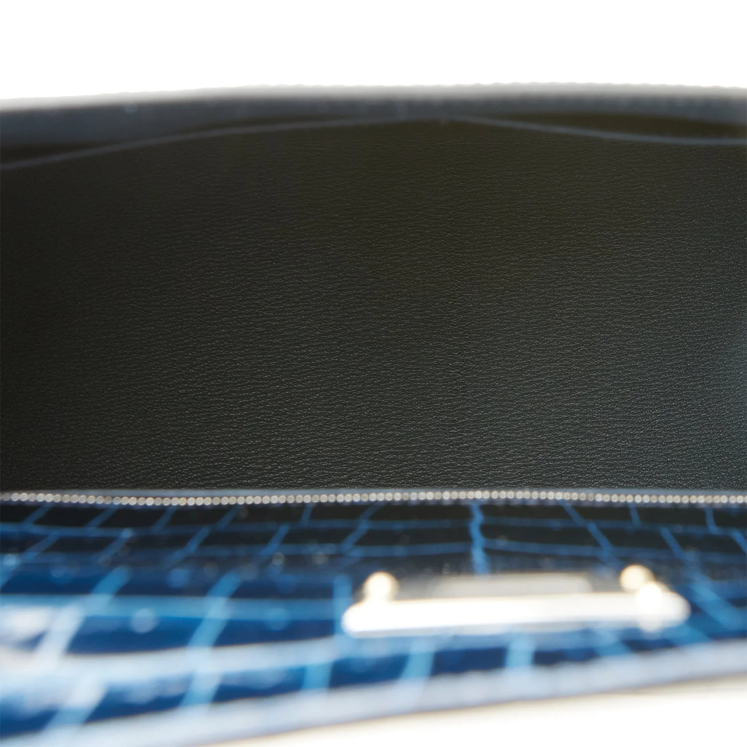 Hermes Kelly Sellier 32 Bleu Baltique Shiny Porosus Crocodile Palladium Hardware