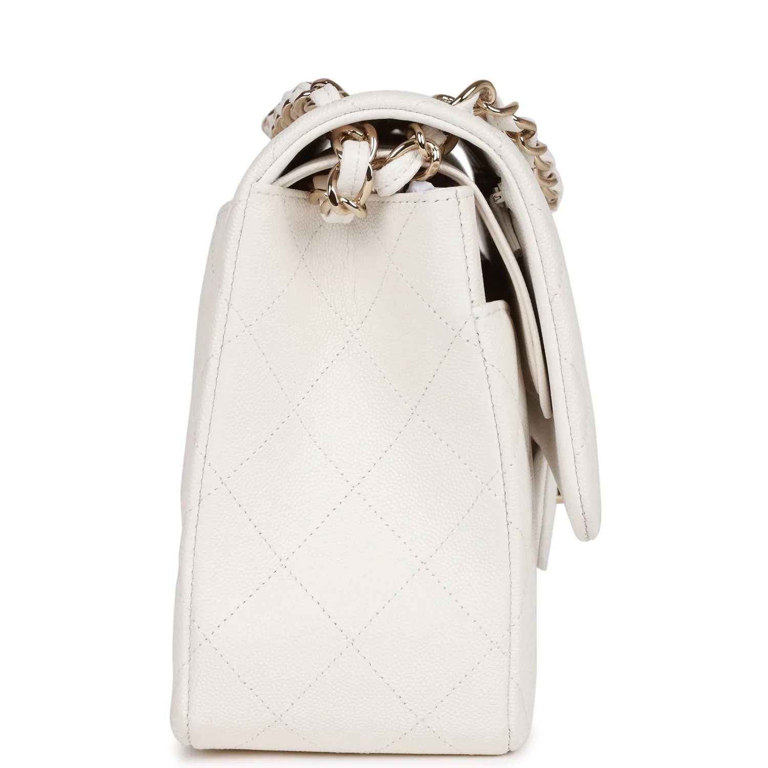 Chanel Jumbo Classic Double Flap Bag White Caviar Gold Hardware