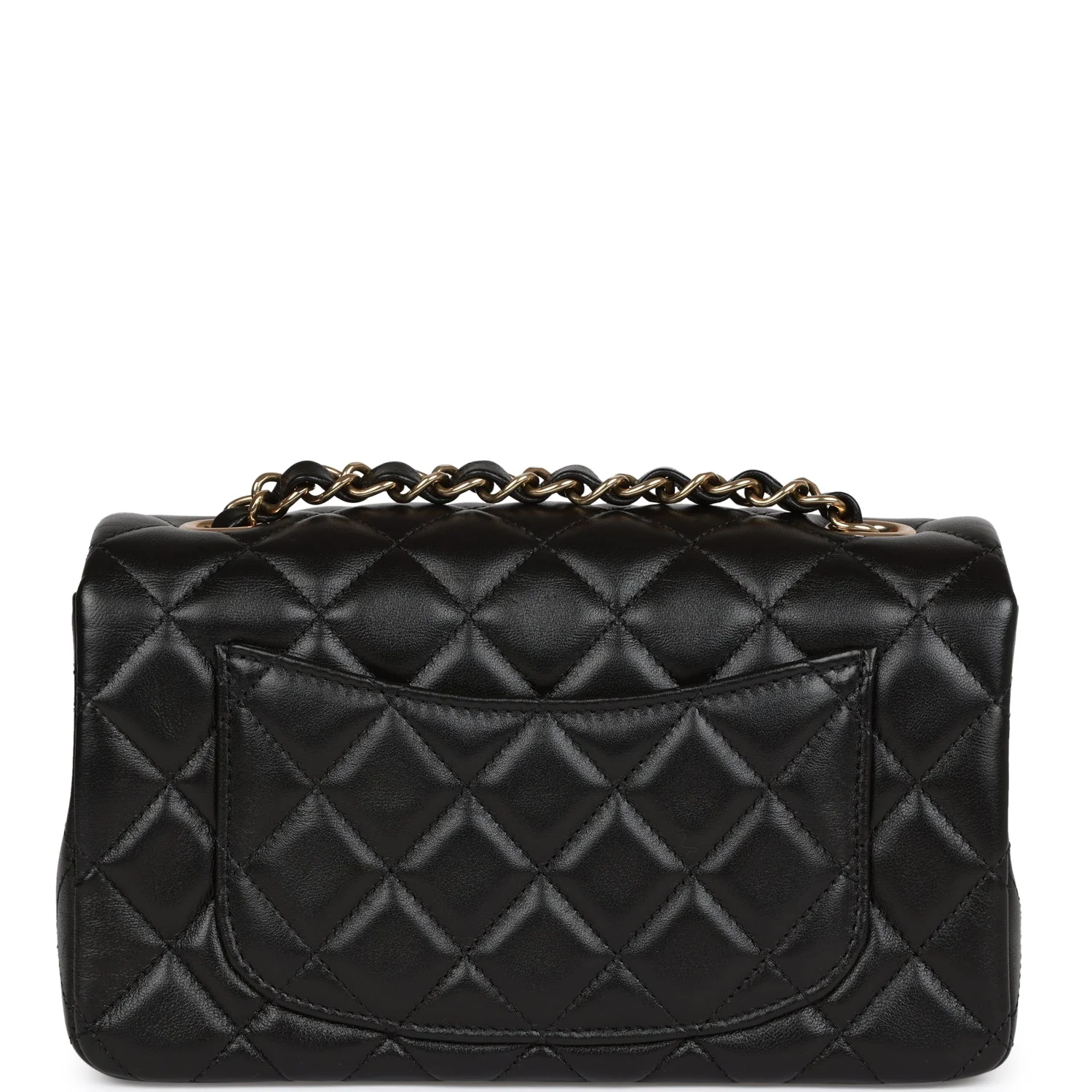Chanel Mini Rectangular Flap Bag Black Lambskin Light Gold Hardware
