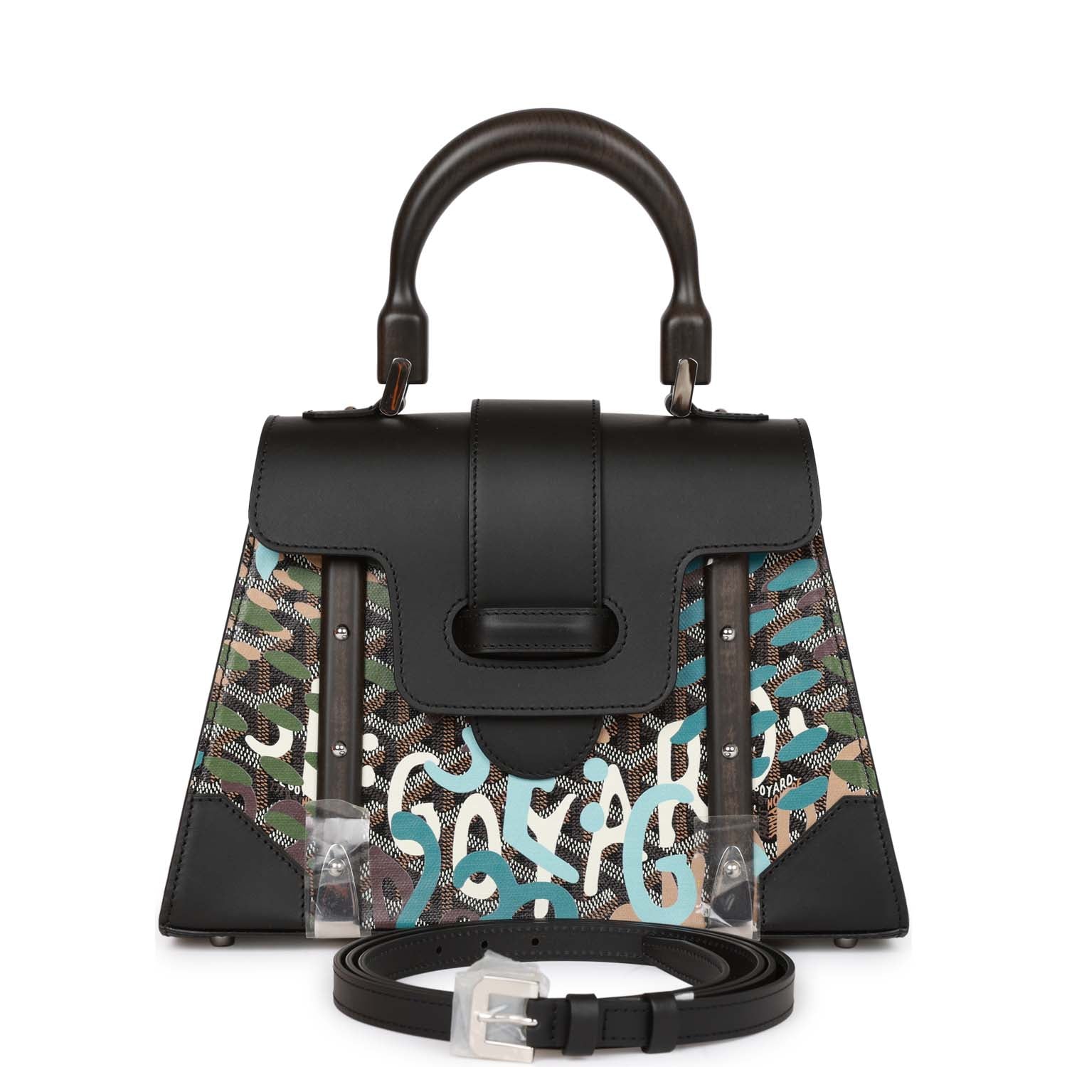 Goyard Saigon Structure PM Bag Lettres Camouflage Blue Motif Palladium Hardware