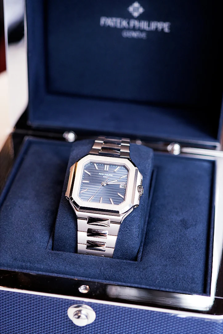 Patek Philippe Cubitus Gold Blue White Dial Watch 7128/1G-001