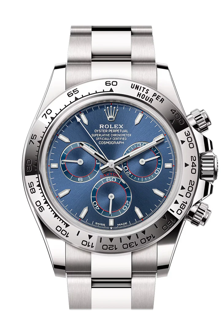 Rolex Daytona 40 Bright Blue Dial Tachymetric Scale Bezel White Gold Watch 126509