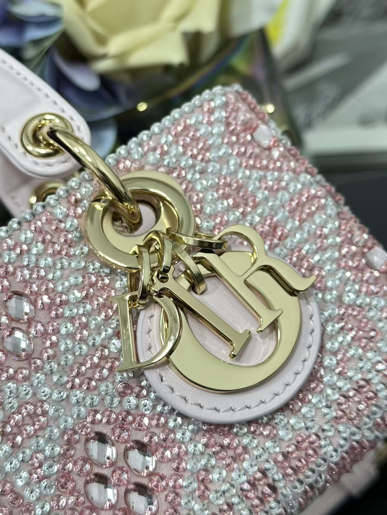 Mini Embroidered Crystal Pink