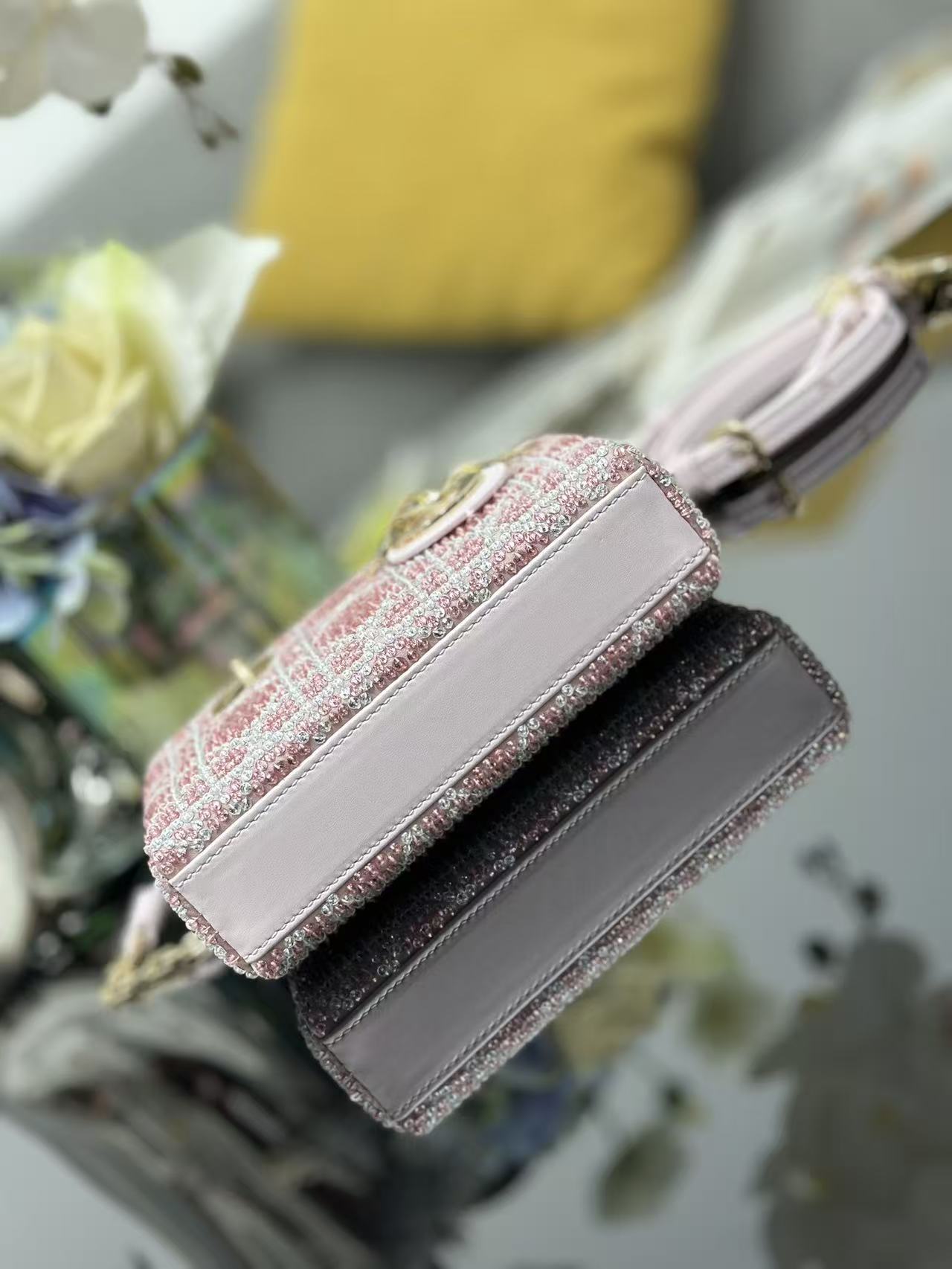 Mini Embroidered Crystal Pink