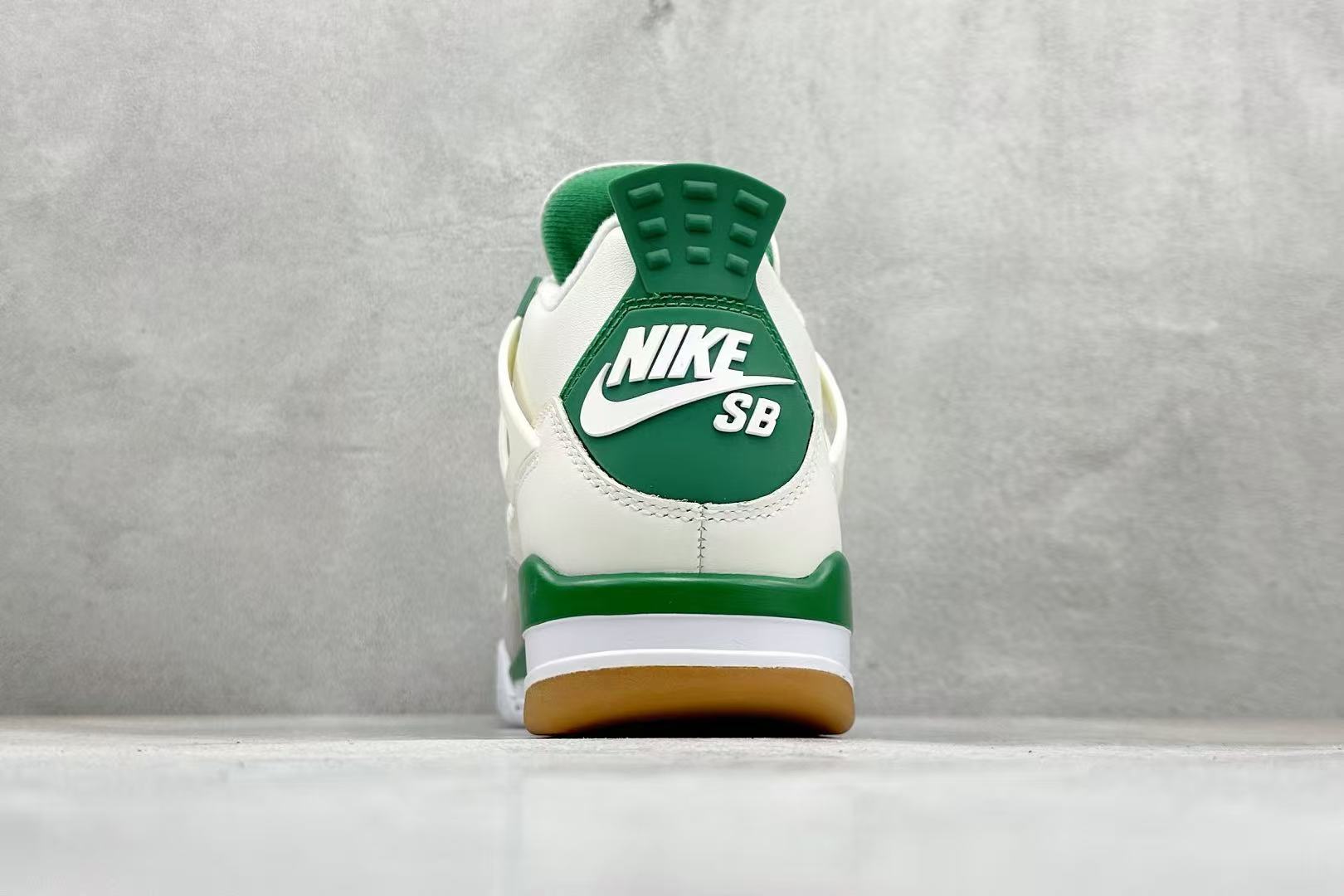 White & Green Mid-Top Basketball Shoes
