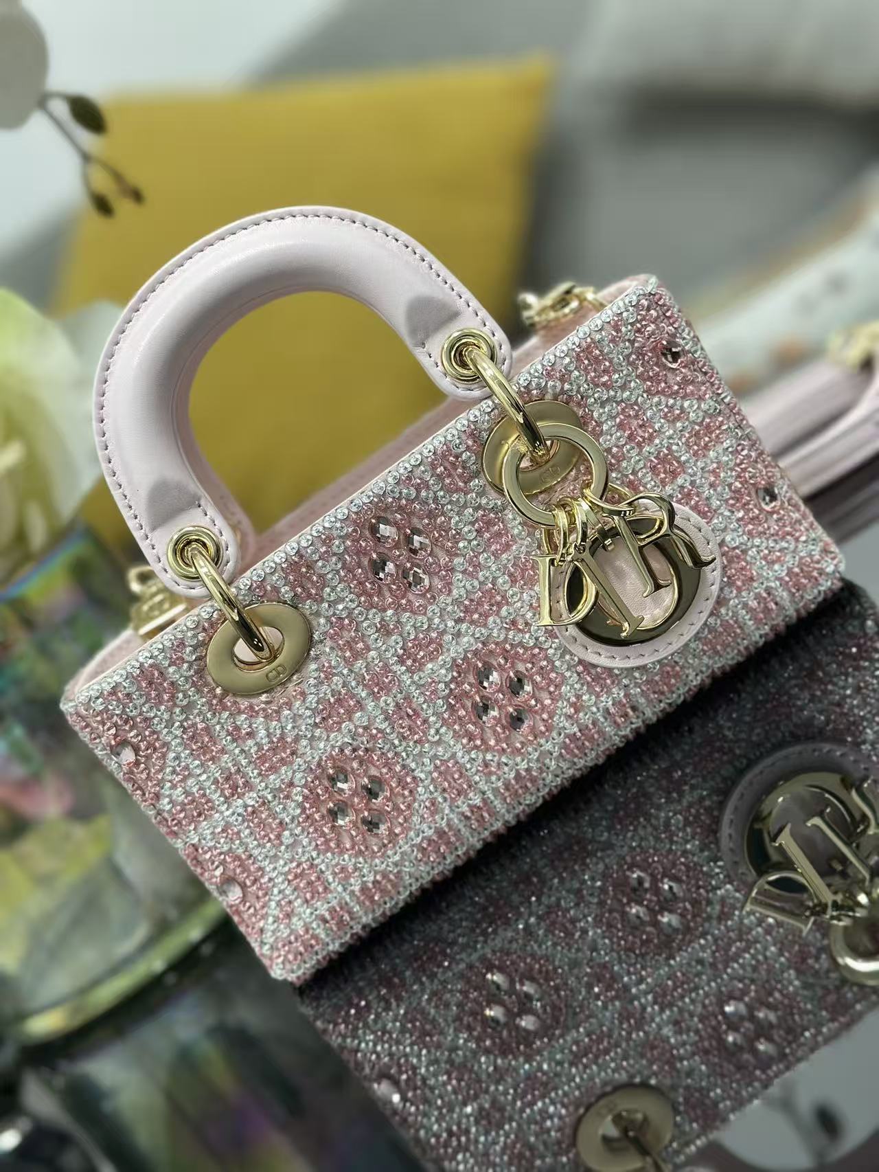 Mini Embroidered Crystal Pink