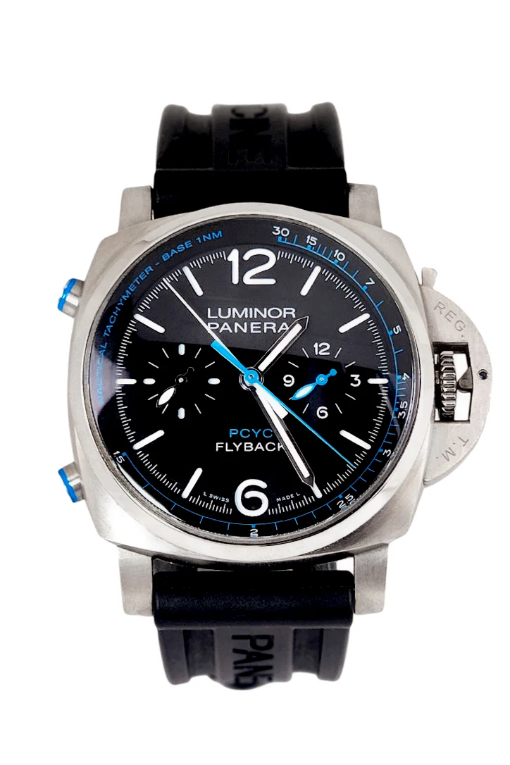Pre-owned Panerai Luminor 1950 PCYC Flyback 44 Black Dial Titanium PAM00764