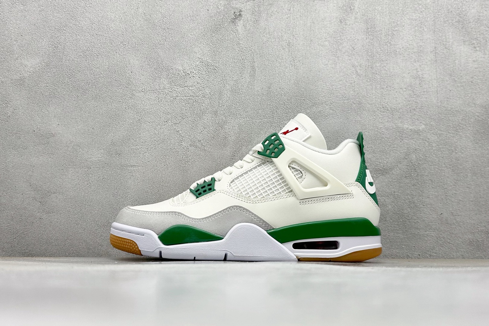 White & Green Mid-Top Basketball Shoes