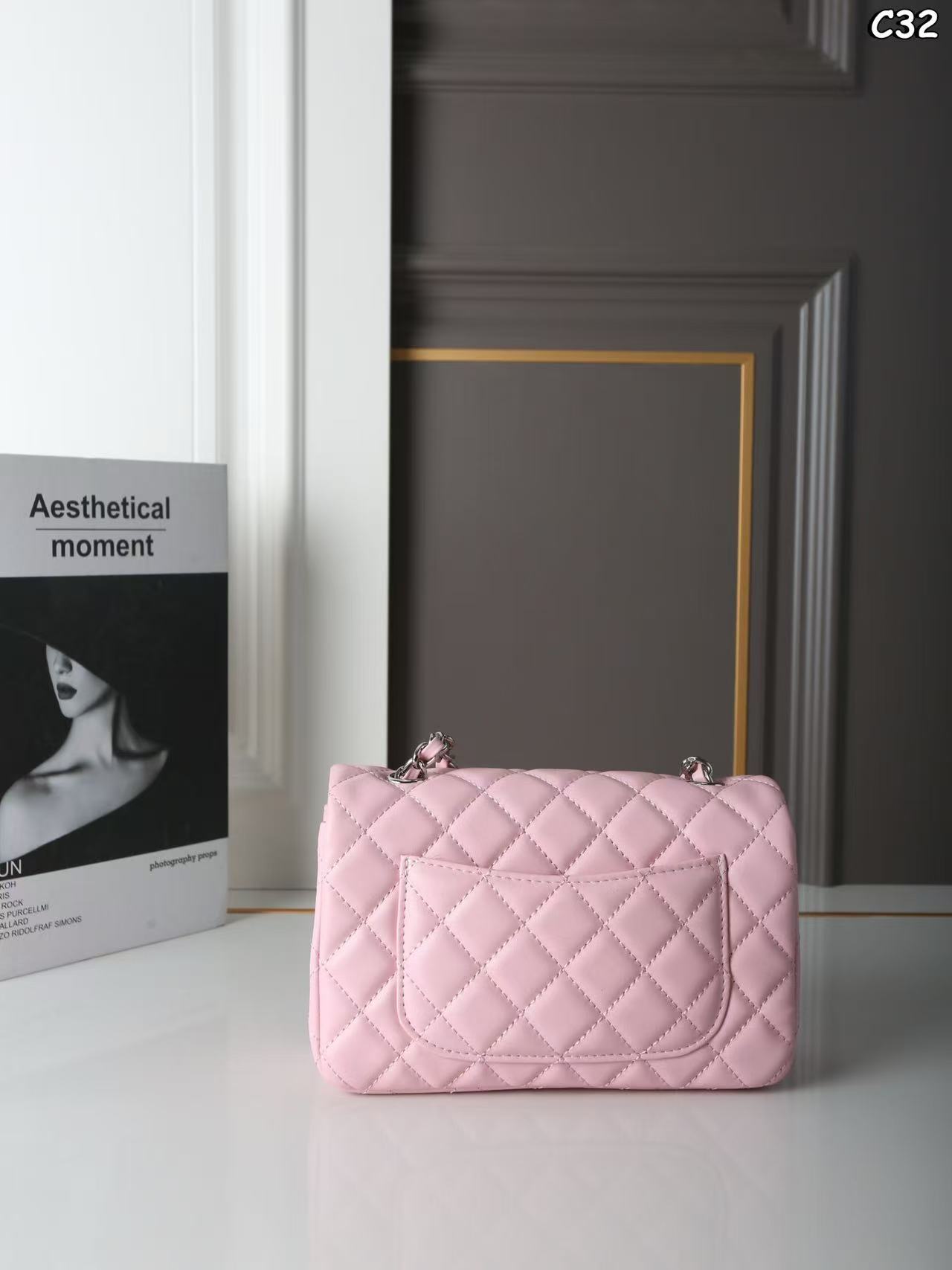 CHANEL Classic Flap CF Silver Hardware – Square Mini Chain Shoulder Bag