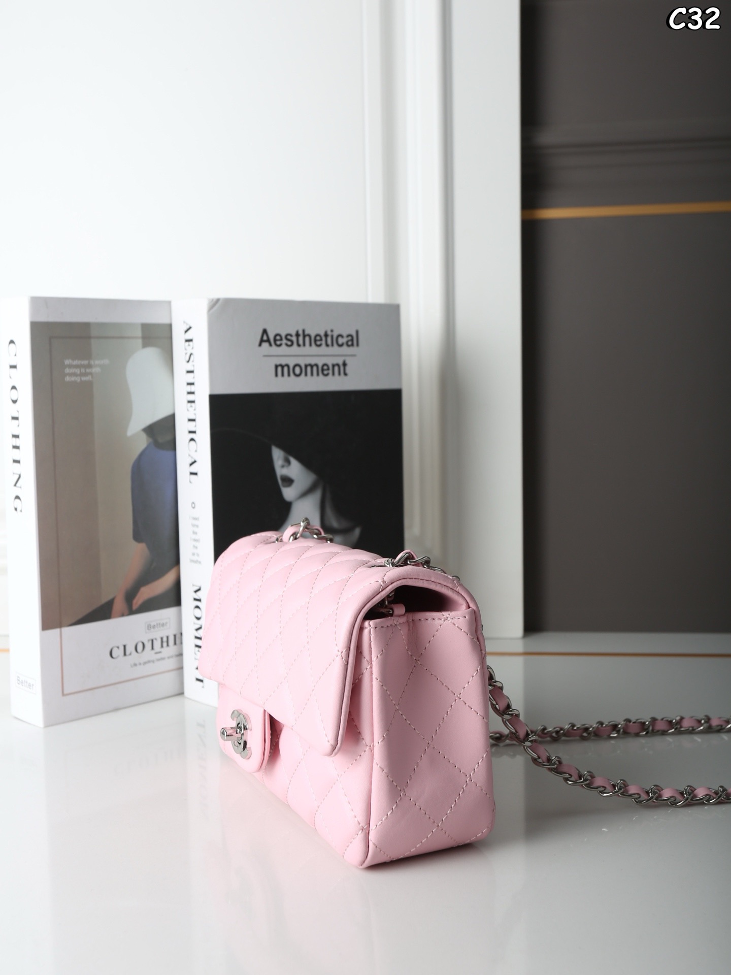 CHANEL Classic Flap CF Silver Hardware – Square Mini Chain Shoulder Bag