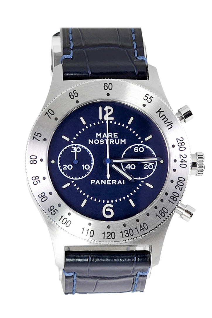 Pre-owned Panerai Mare Nostrum 42 Blue Dial Stainless Gteel PAM00716