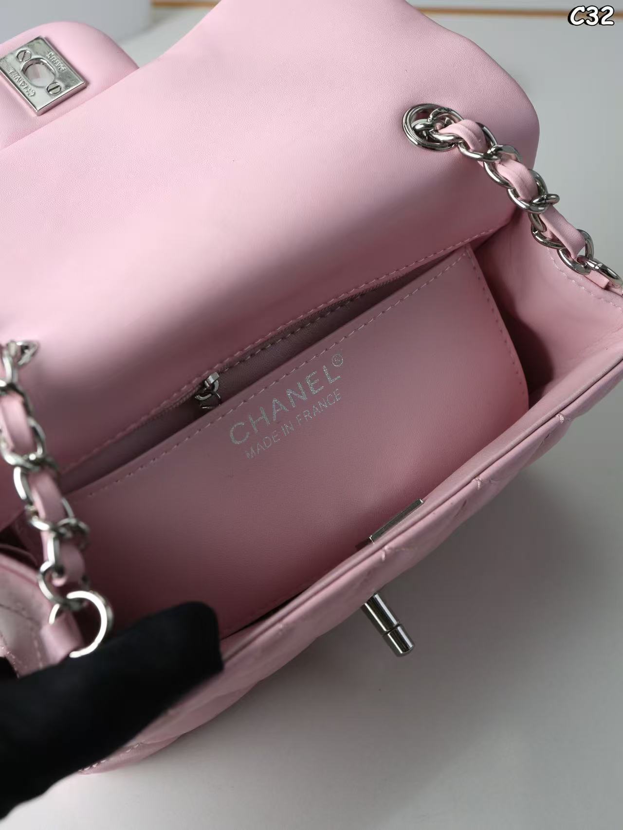 CHANEL Classic Flap CF Silver Hardware – Square Mini Chain Shoulder Bag