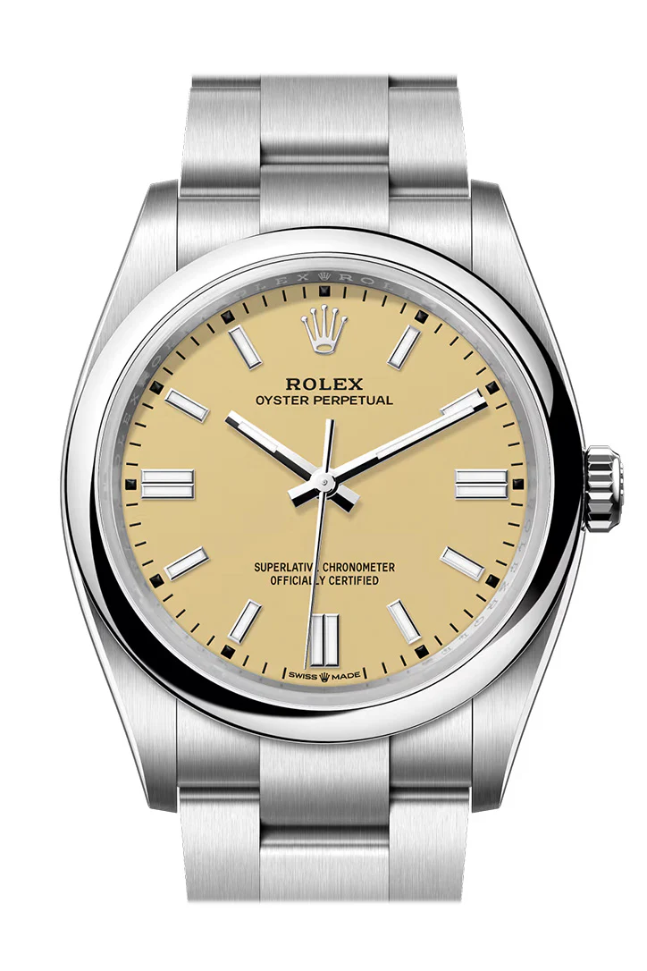 Rolex Oyster Perpetual 36 Beige Dial Smooth Bezel Watch 126000