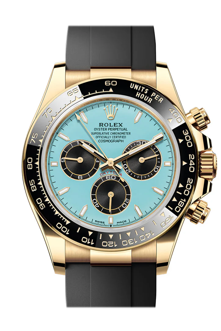 Rolex Daytona 40 Turquoise Blue Dial Black Cerachrom Bezel Yellow Gold Watch 126518LN
