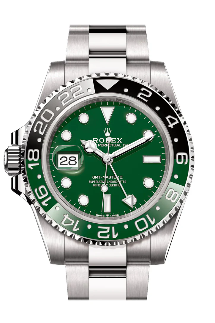 Rolex GMT-Master II 40 Green Dial Black Green Bezel White Gold Watch 126729VTNR