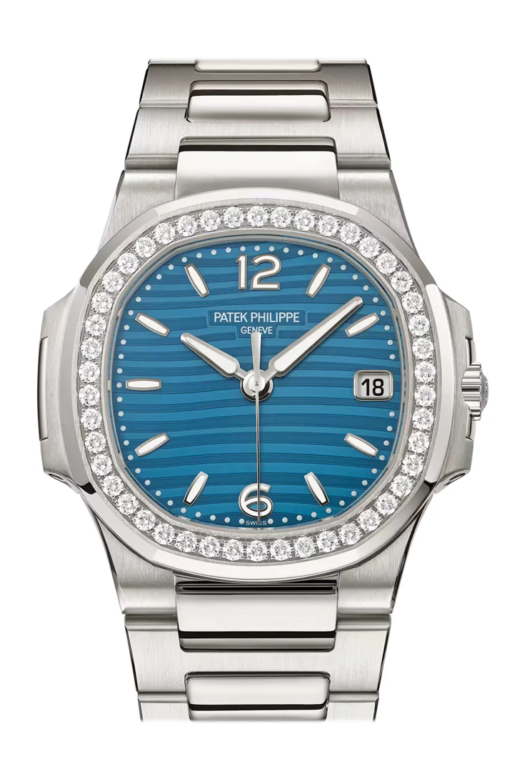 Patek Philippe Nautilus 32 Lacquered Azure Blue Dial White Gold Watch 7010/1G-013