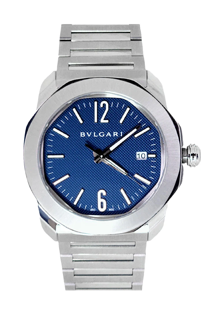 Pre-owned BVLGARI Octo Roma Watch 41mm Blue Dial Stainless steel 103739