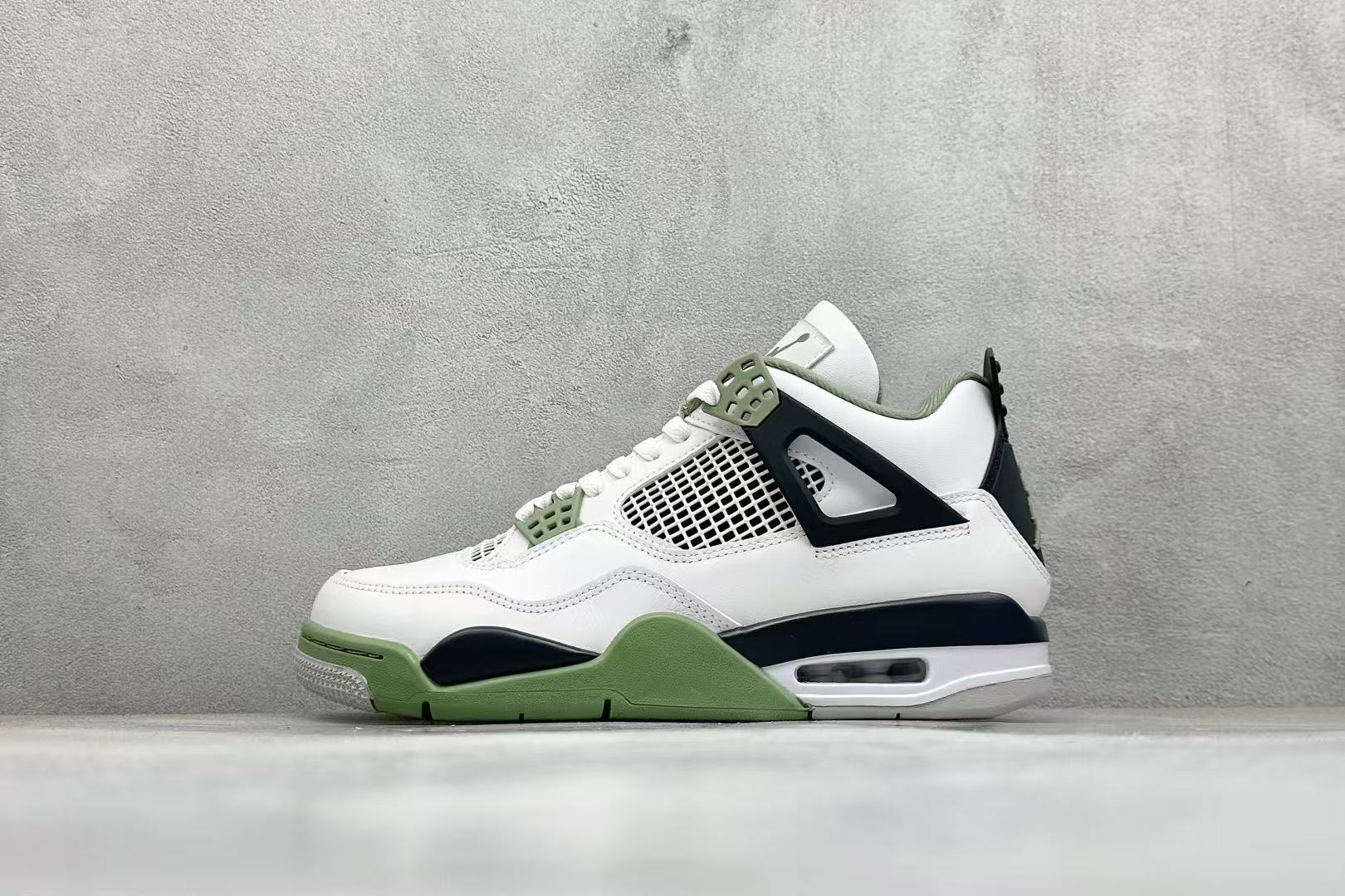 White & Green Mid-Top Basketball Shoes