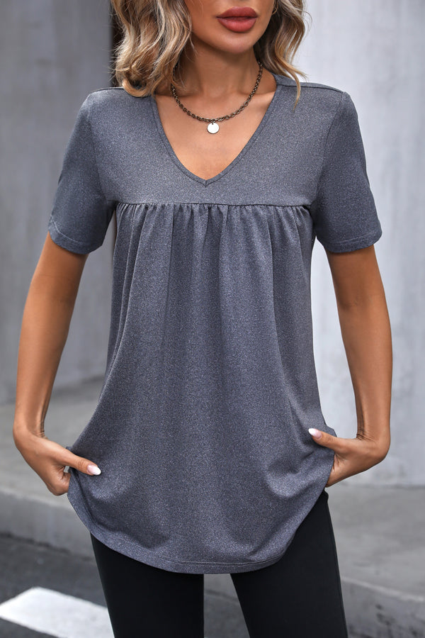 V Neck  Short Sleeve Casual Tops