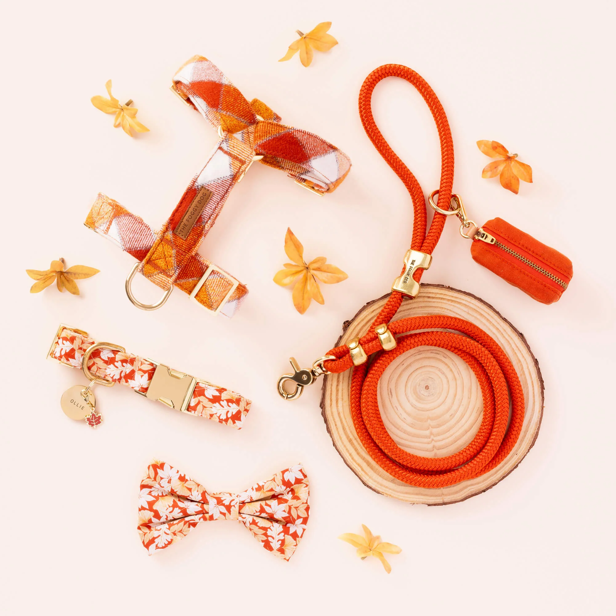 Pumpkin Spice Plaid Flannel Dog Harness
