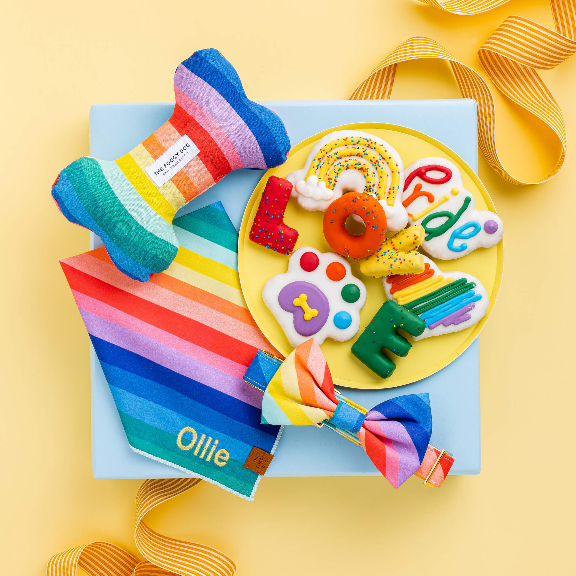 Over the Rainbow Dog Bow Tie