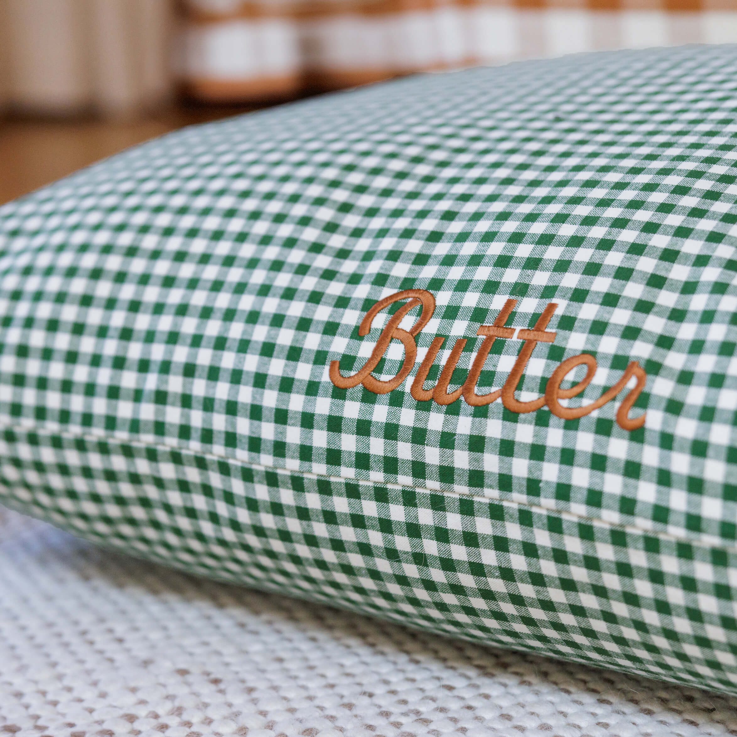 Heather Taylor Home x TFD Mini Gingham Hunter Green Dog Bed