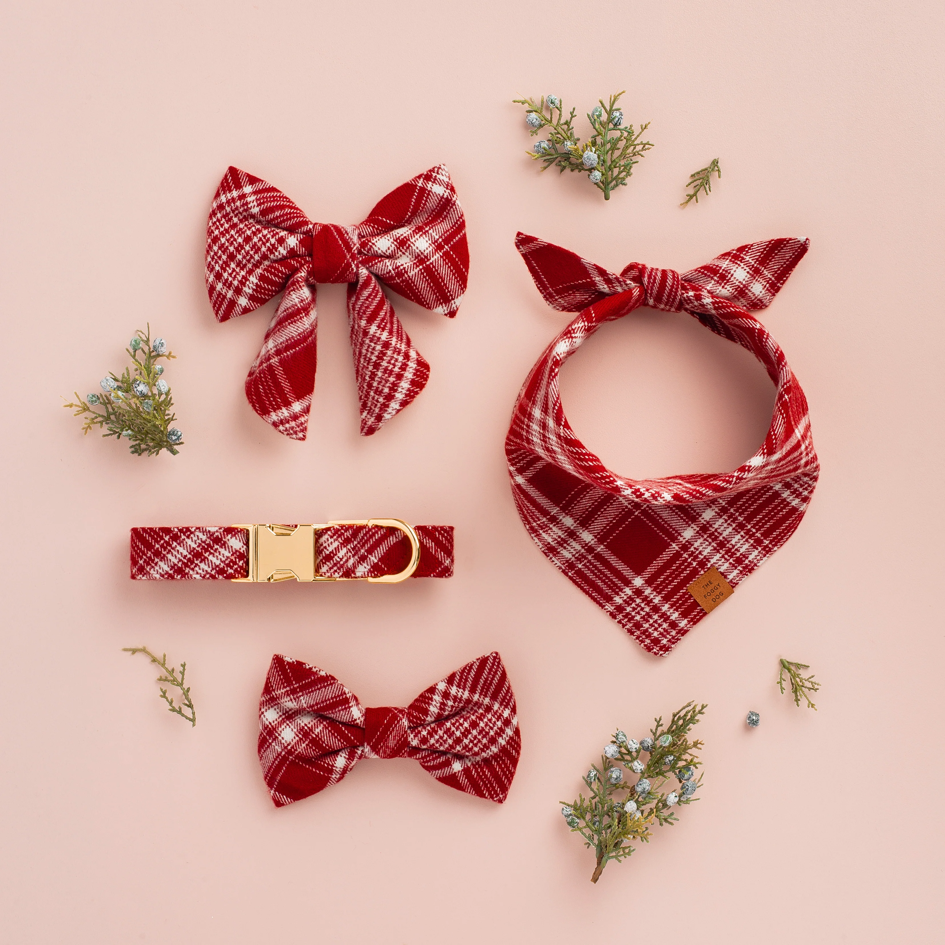Marsala Plaid Flannel Dog Bandana