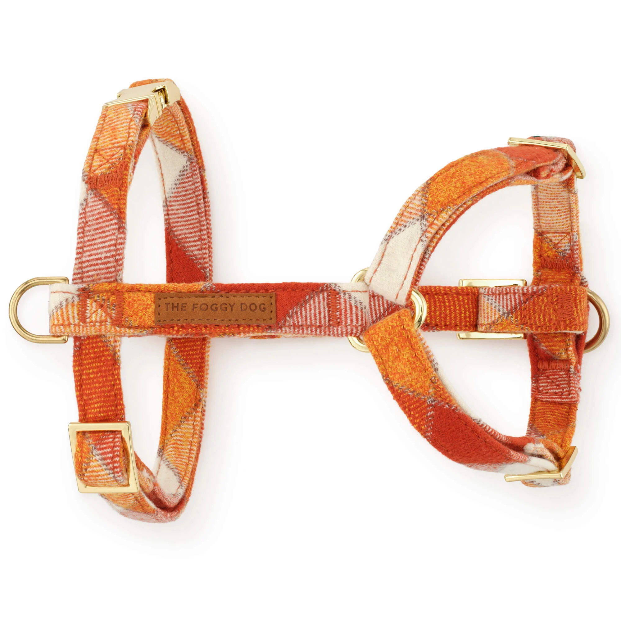Pumpkin Spice Plaid Flannel Dog Harness