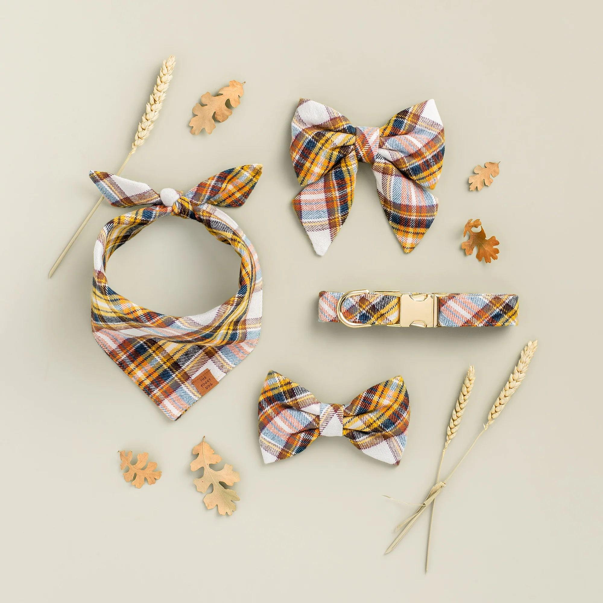 Cornucopia Plaid Flannel Dog Collar