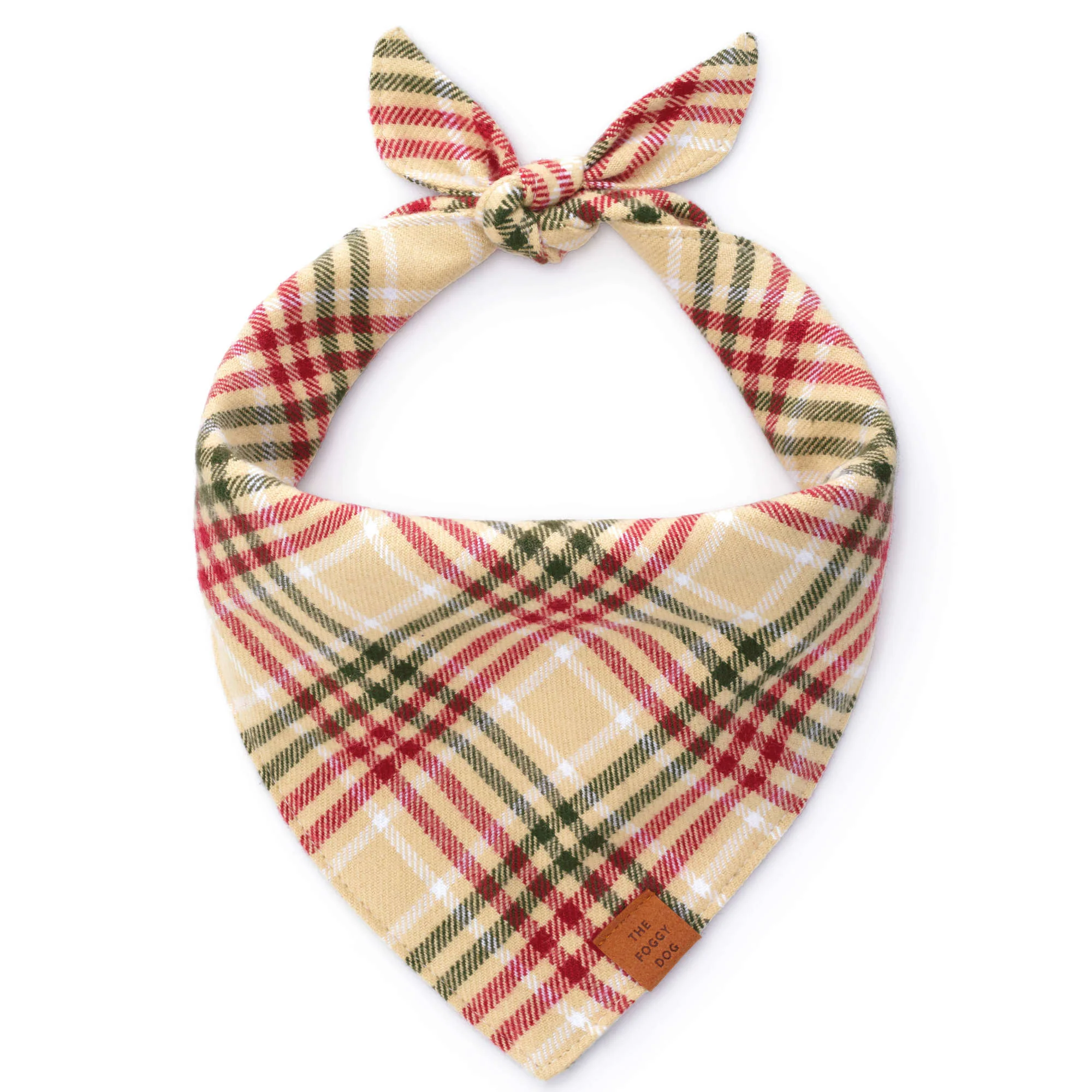 Eggnog Plaid Flannel Dog Bandana