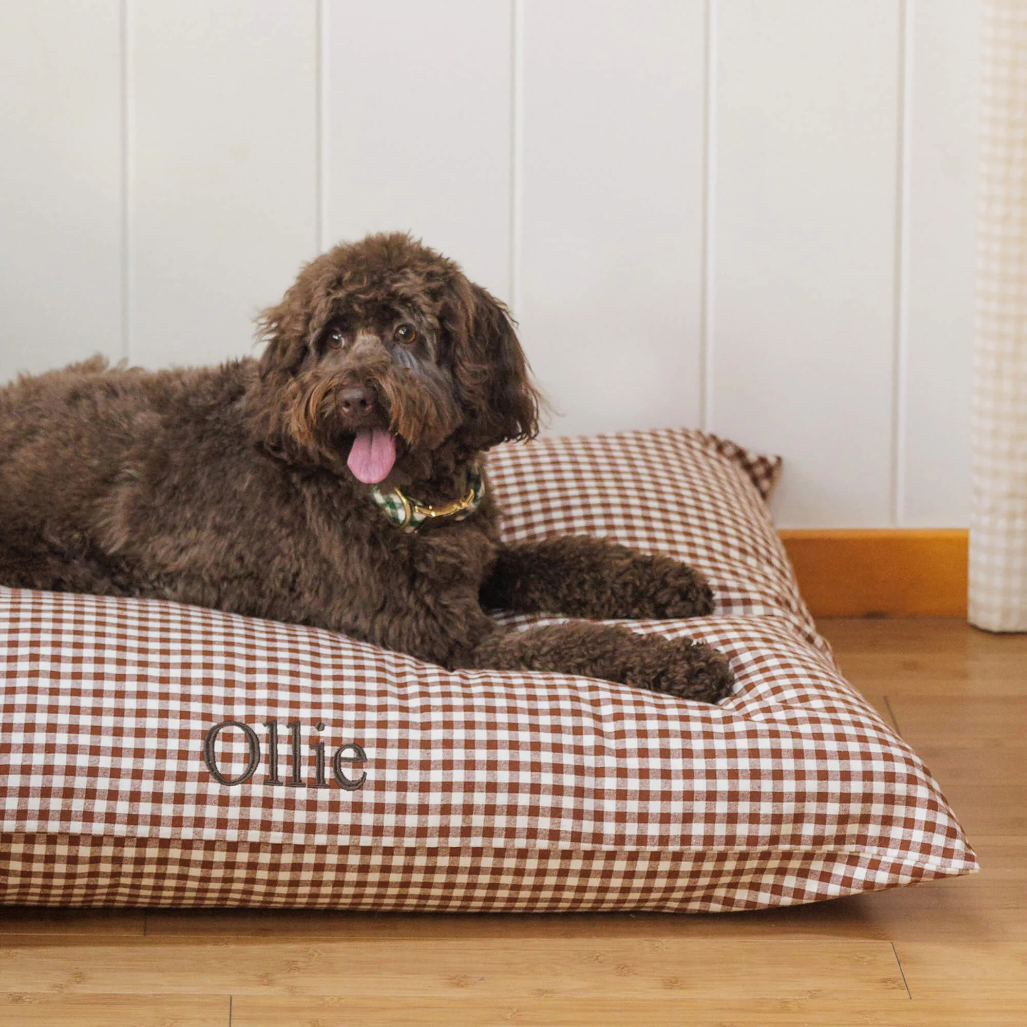 Heather Taylor Home x TFD Mini Gingham Nutmeg Dog Bed
