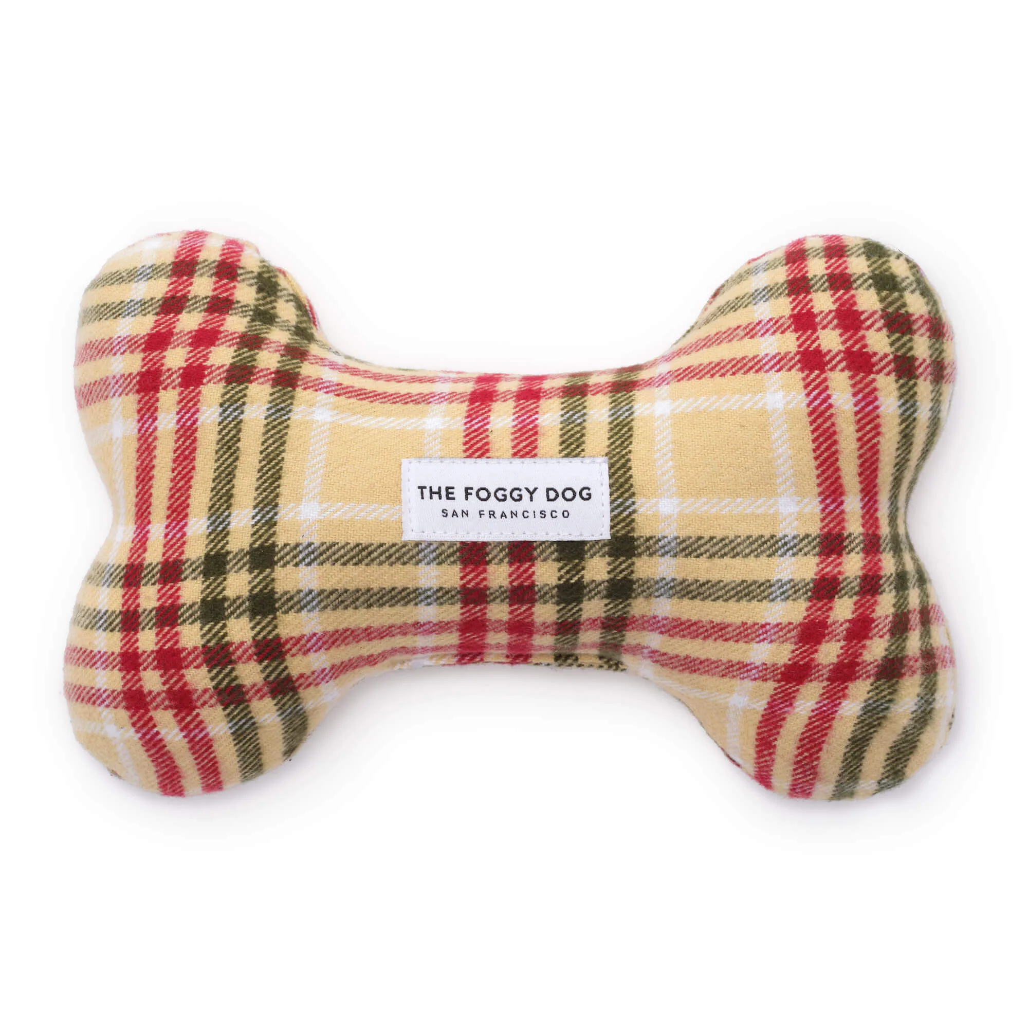 Eggnog Plaid Flannel Dog Squeaky Toy