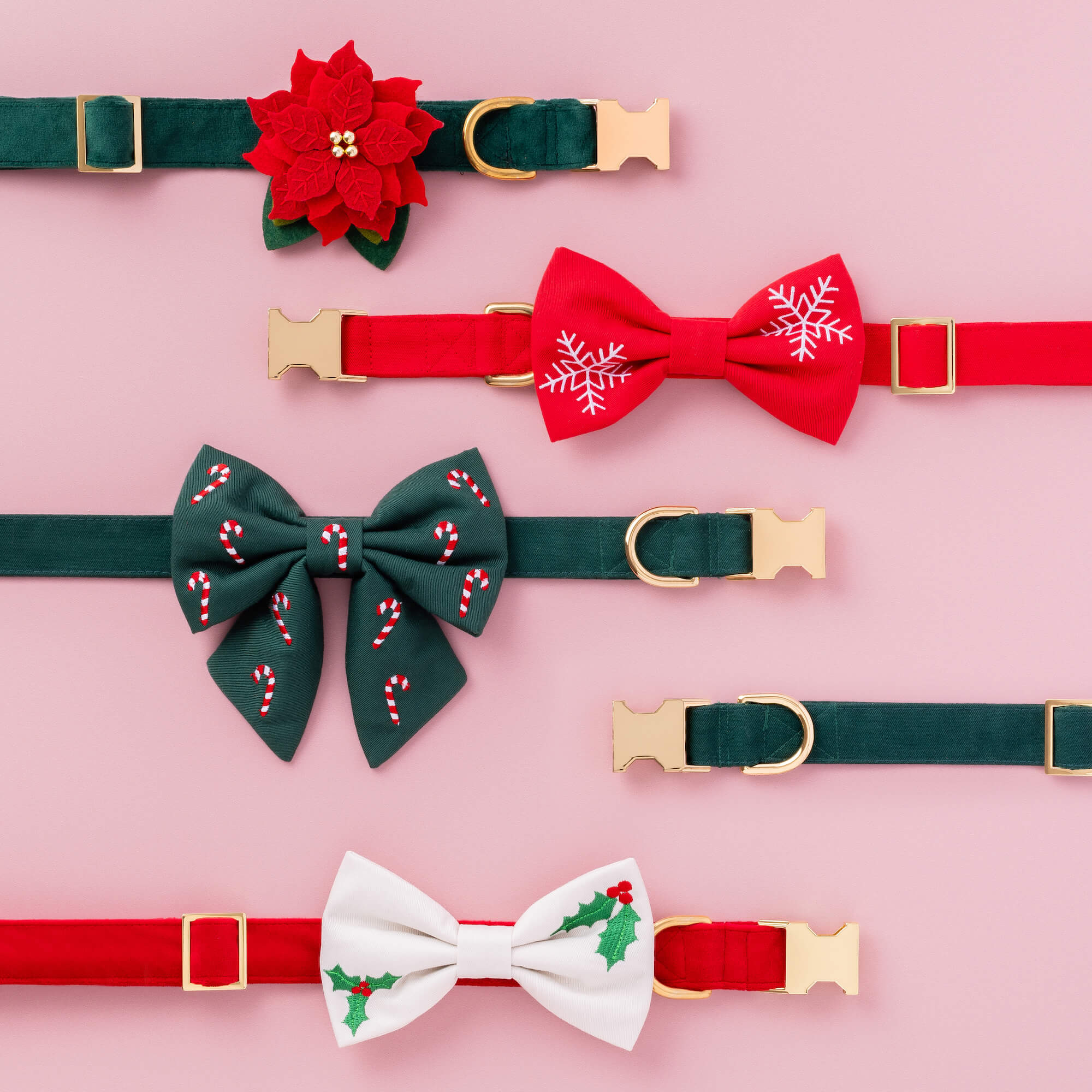 Poinsettia Dog Collar Flower Set