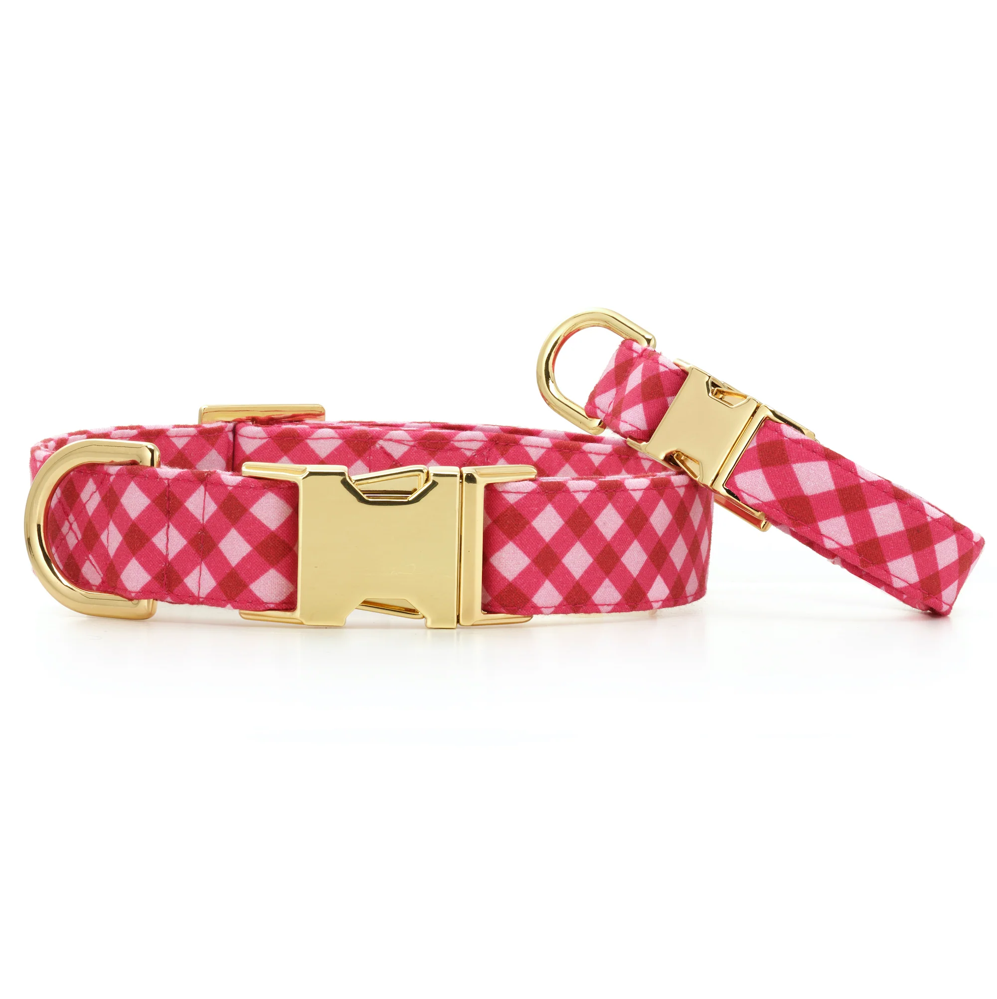 Raspberry Gingham Dog Collar