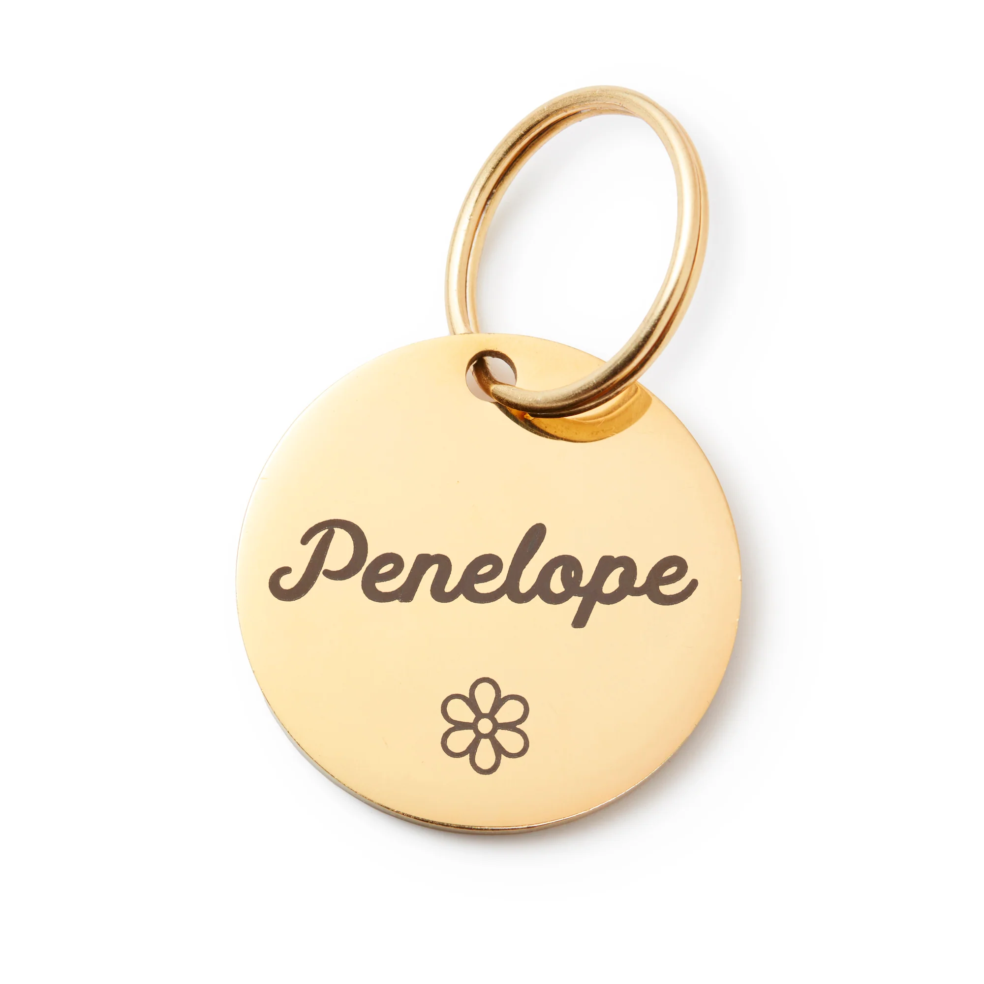 Circle Pet ID Tag: Flower Icon