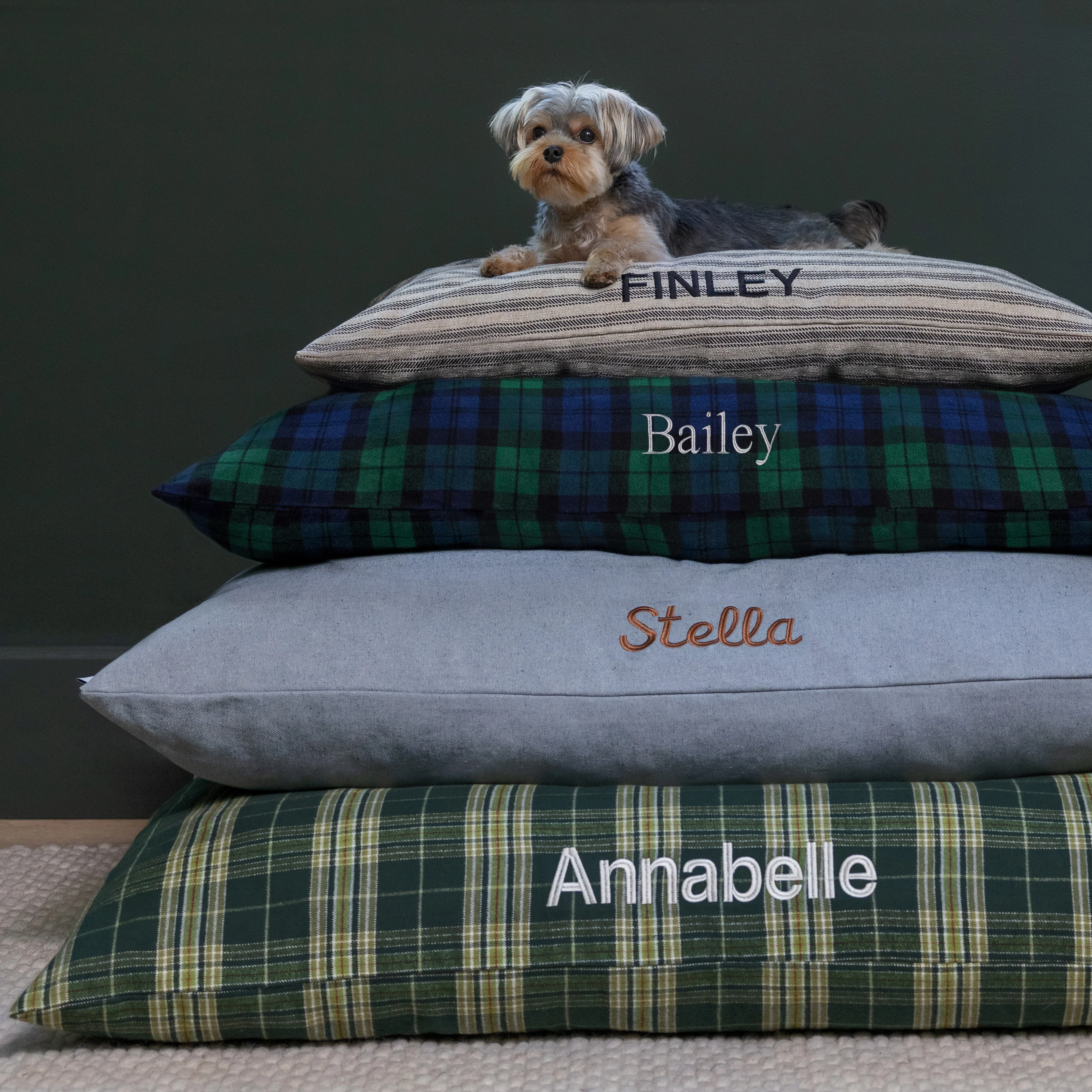 Ticking Stripe Dog Bed