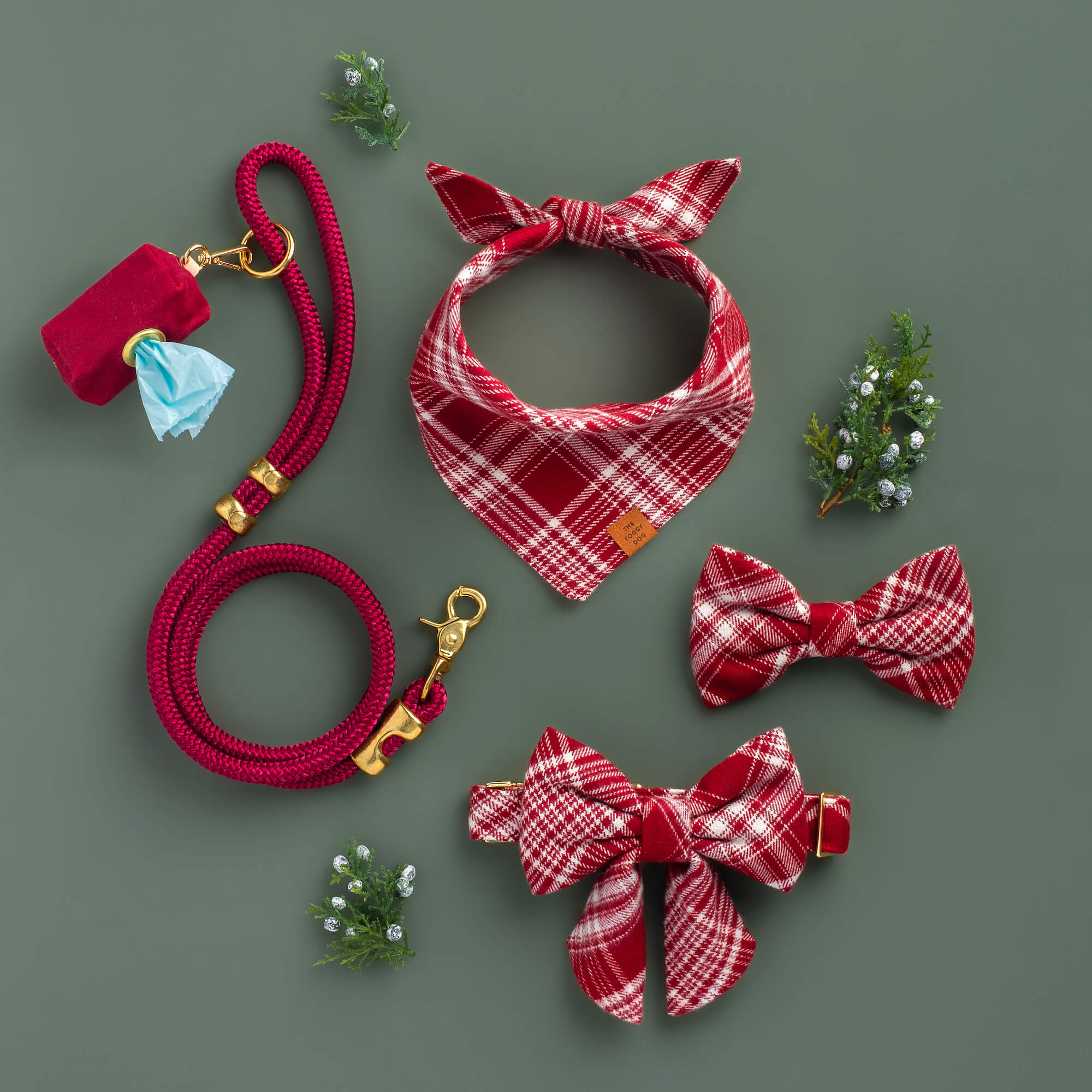 Marsala Plaid Flannel Dog Collar