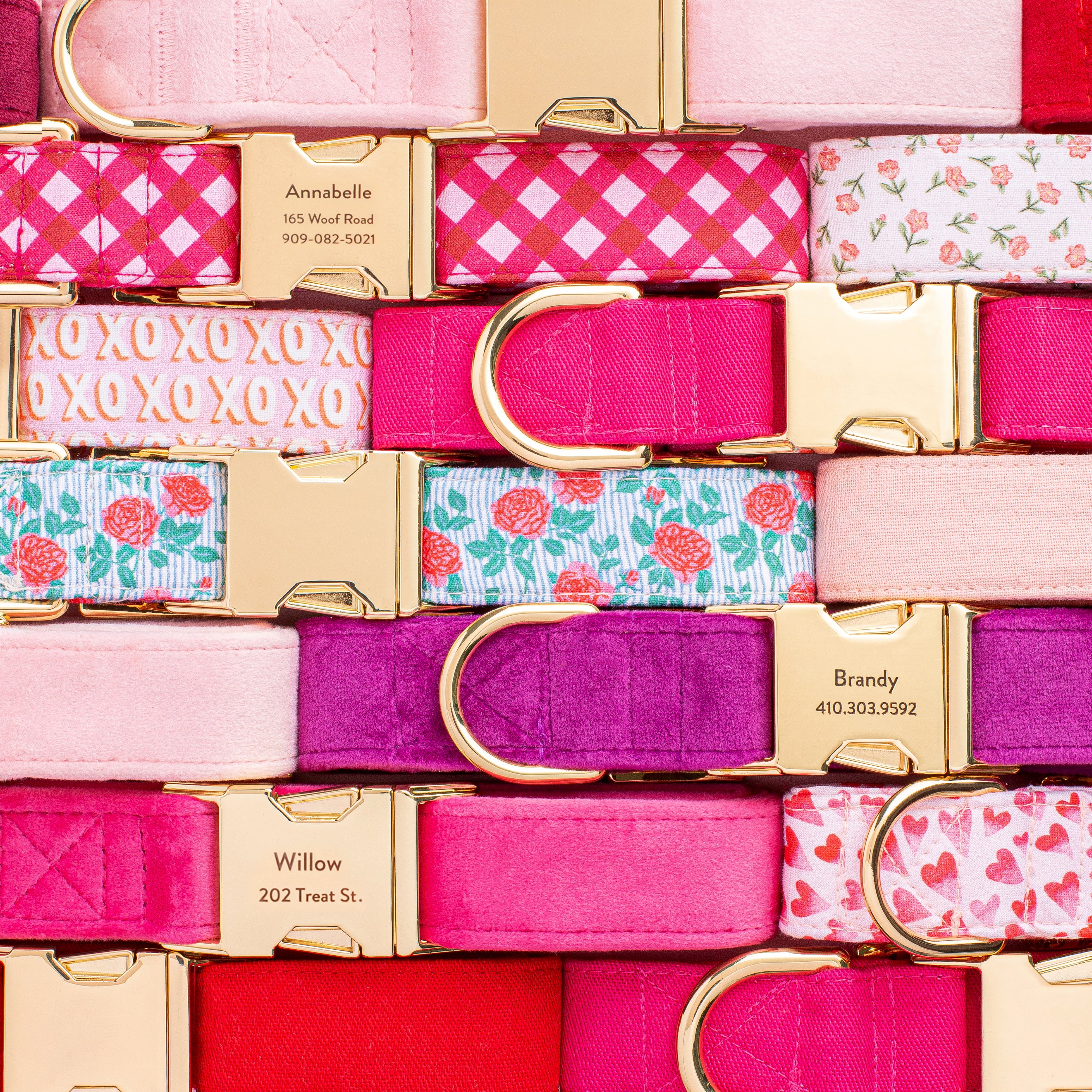 Raspberry Gingham Dog Collar