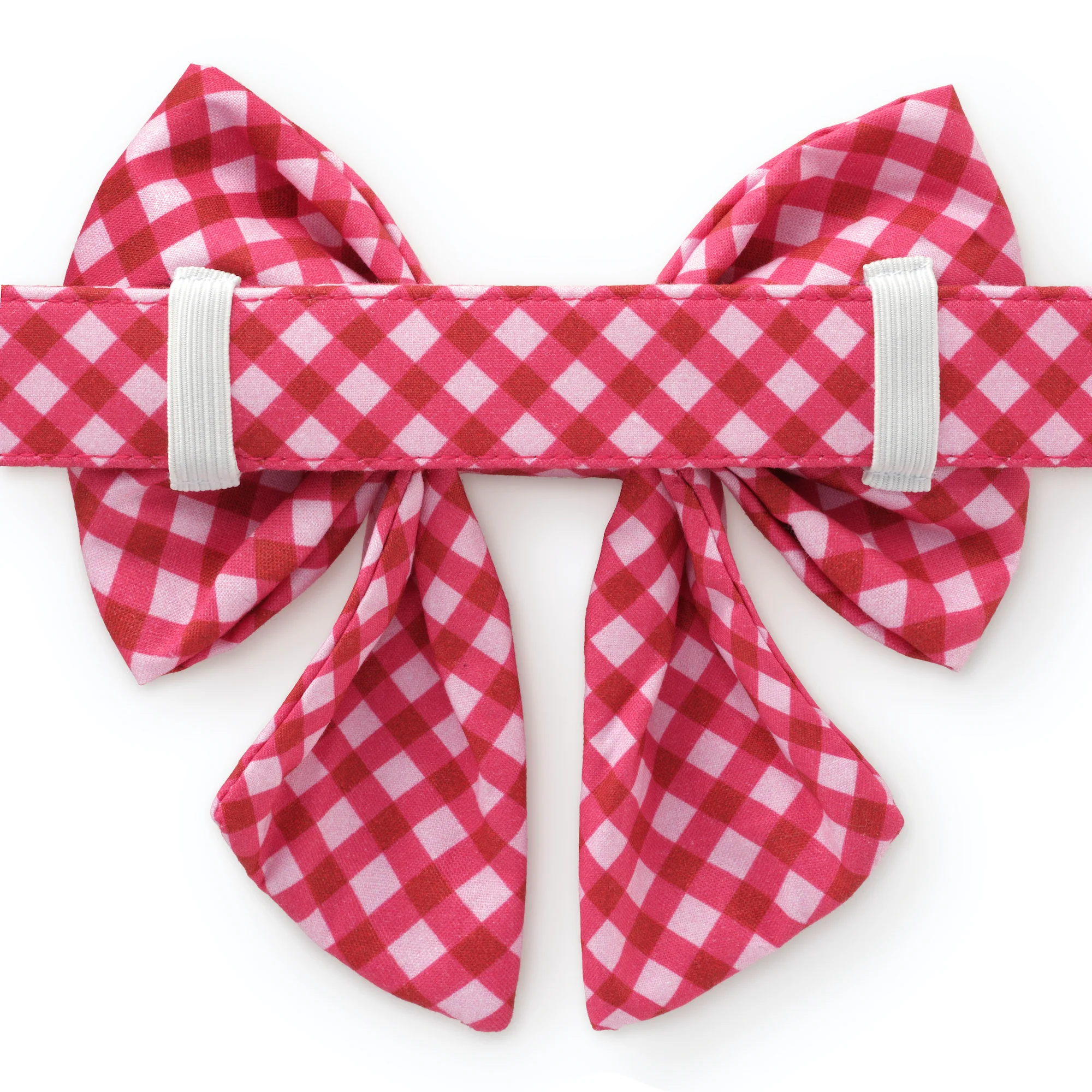 Raspberry Gingham Lady Bow Collar