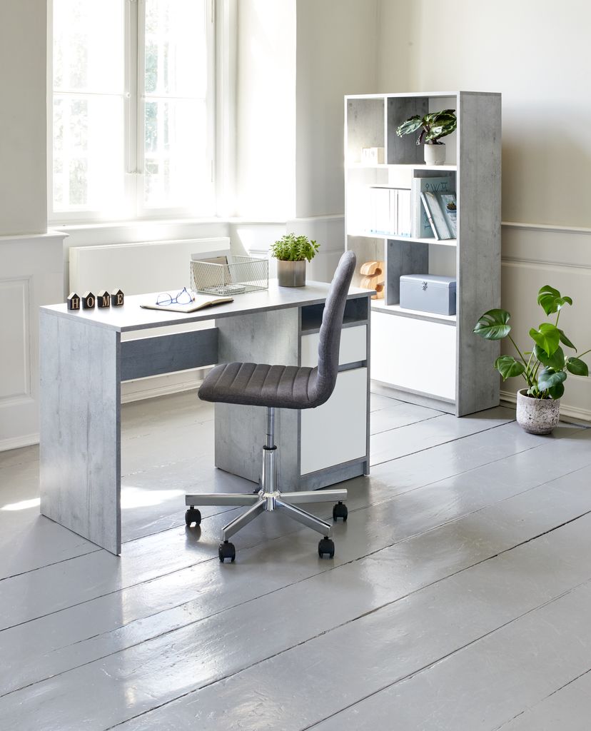 Desk BILLUND 54x120 concrete/white