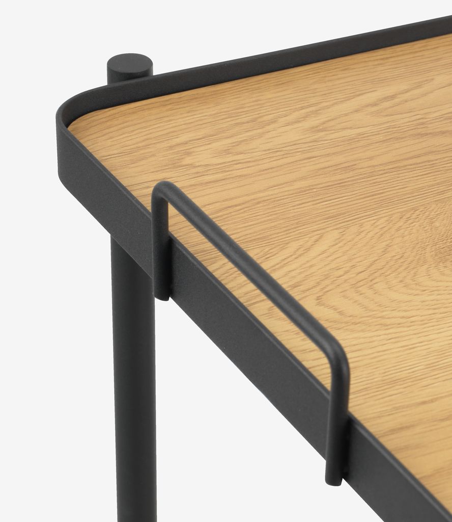 Trolley GANGSTED 2 shelves oak colour/black