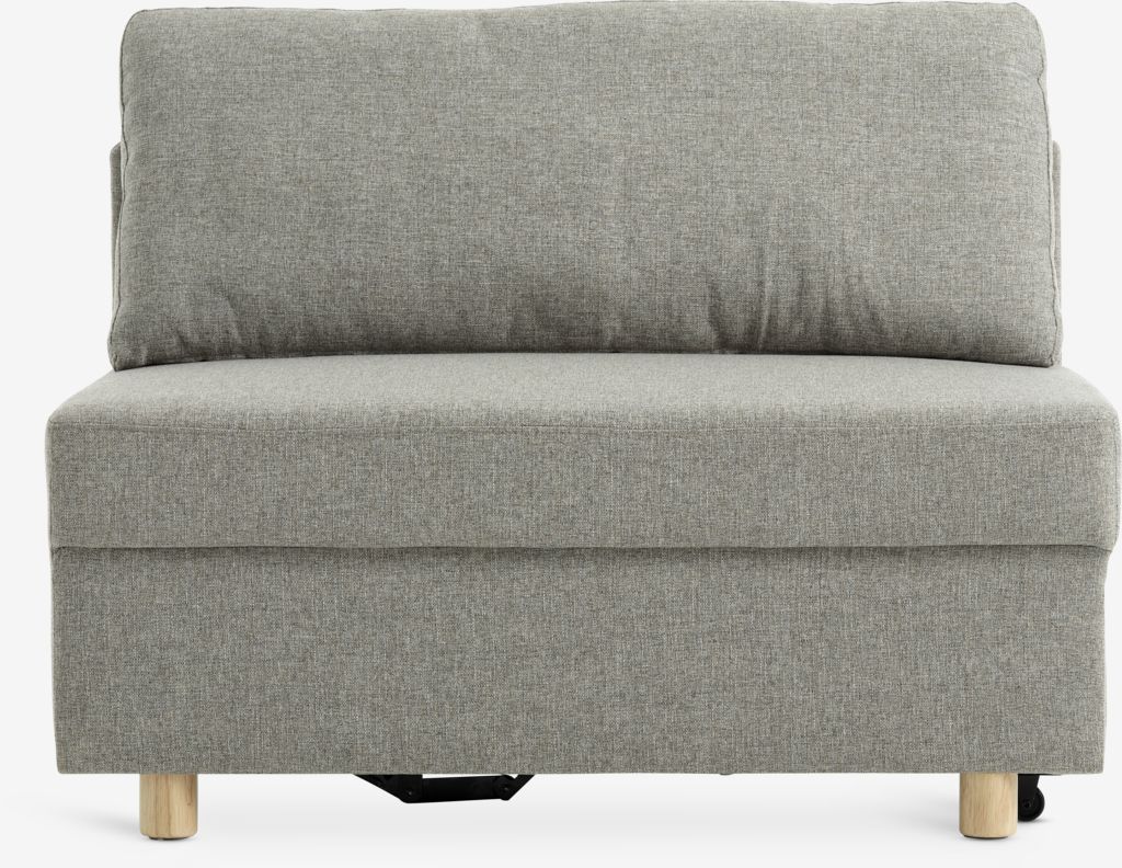 Sofa bed OLSTRUP 1.5-seater grey fabric/oak colour