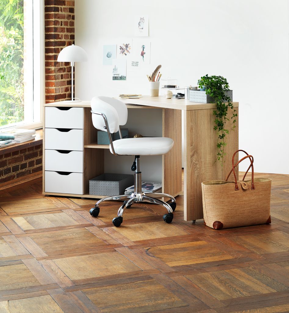 Desk LANGAGER 41-107x107-165 light oak colour/white