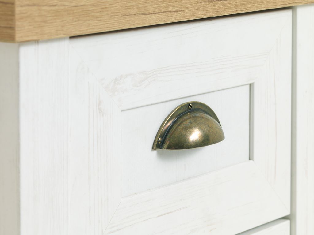 Bedside table MARKSKEL 1 drawer white/oak colour