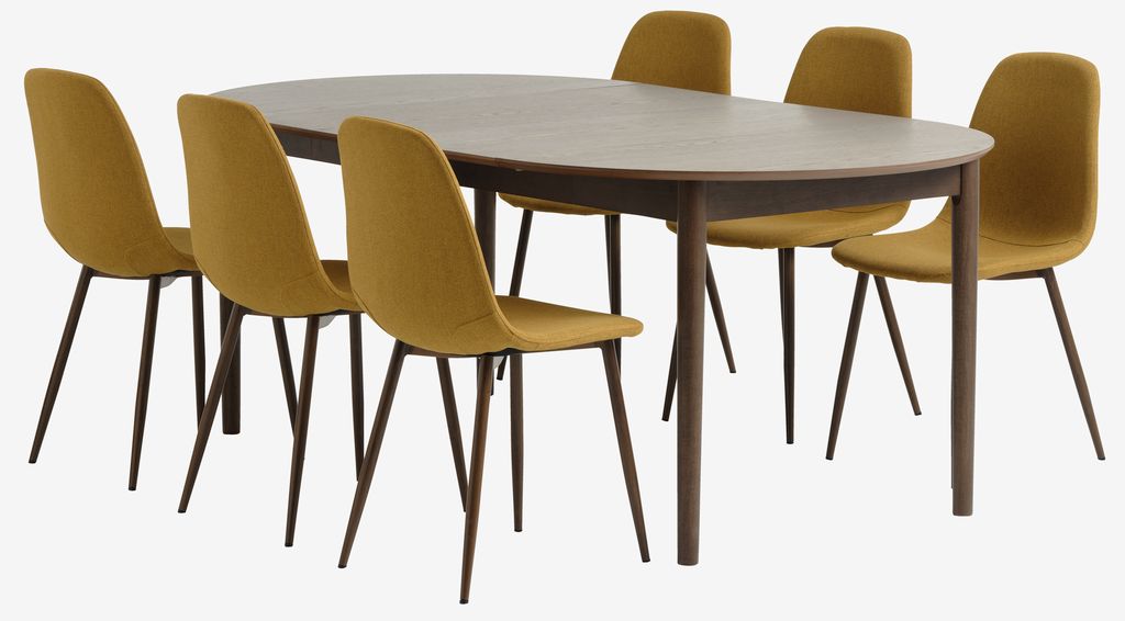 MARSTRAND D110 table dark oak+4 JONSTRUP curry/dark oak