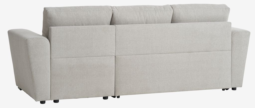 Sofa bed chaise longue VEJLBY light sand fabric