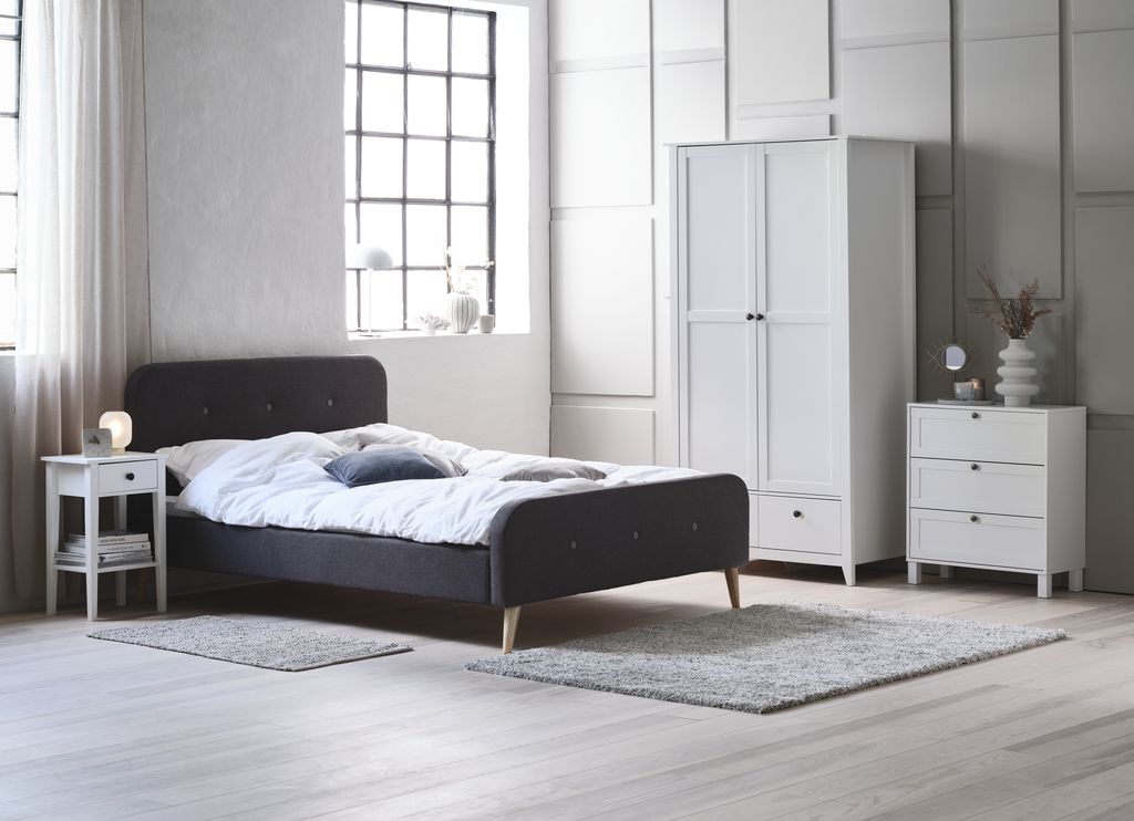 Bed frame KONGSBERG Double grey fabric