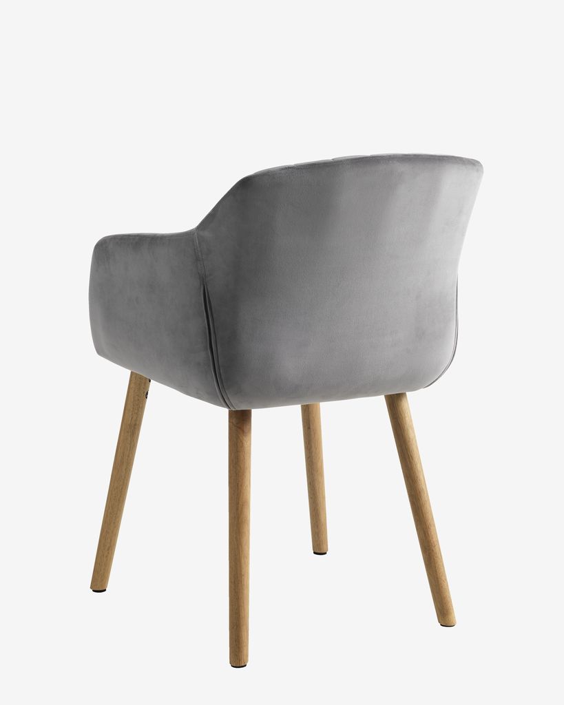 Dining chair ADSLEV grey velvet/natural