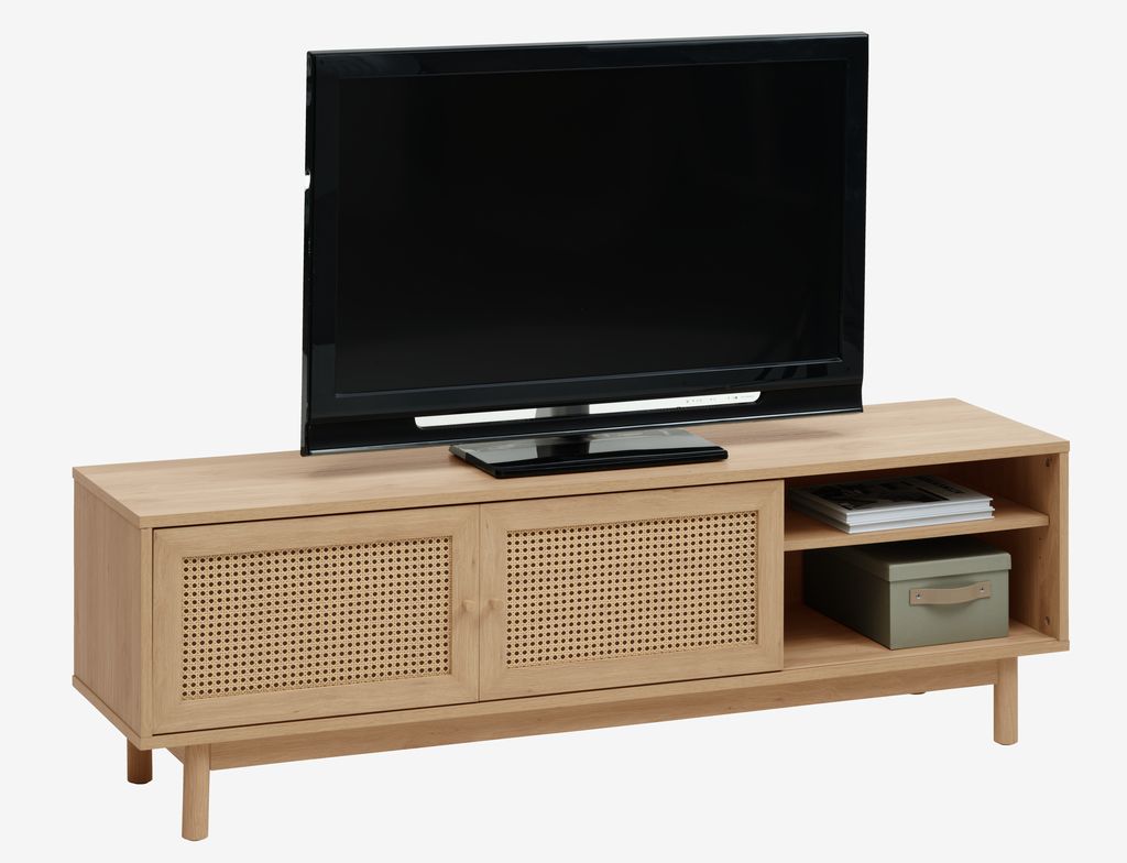 TV bench HALMSTAD 2 sliding doors oak colour